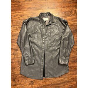 Aritzia Babaton Gray Small Vegan Leather Pelli Hip Shirt Jacket